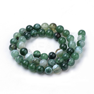 Natural Striped Agate/Banded Agate Beads Strands X-G-S259-04E-6mm-1