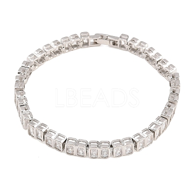 Brass Pave Clear Cubic Zirconia Tennis Bracelets for Women KK-CBA68DA-12P-1
