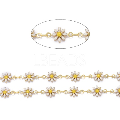 Handmade Brass Enamel Link Chains X-CHC-I035-13G-02-1