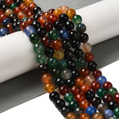 Dyed & Heated Natural Agate Beads Strands G-P539-D01-05-1
