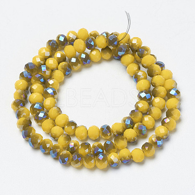 Electroplate Opaque Solid Color Glass Beads Strands EGLA-A034-P4mm-I15-1
