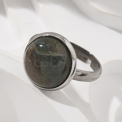 Half Round Natural Indian Agate Finger Rings RJEW-M062-01P-22-1