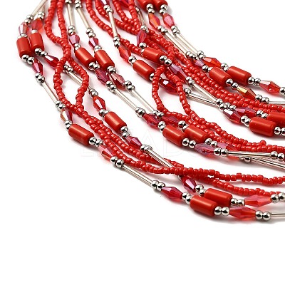 Bohemia Style Glass Seed Bead Multi-strand Necklaces NJEW-H063-01P-04-1
