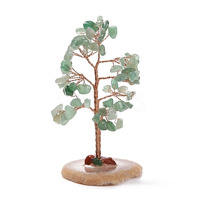 Natural Green Aventurine Chips & Agate Pedestal Display Decorations DJEW-A001-04I-1