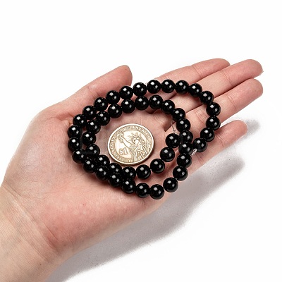 Natural Eyeless Obsidian Beads Strands X-G-K123-06-8mm-1