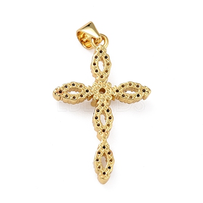 Brass Micro Pave Clear Cubic Zirconia Pendants ZIRC-A021-16G-1