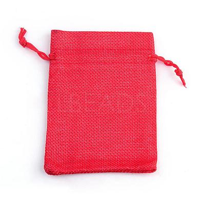 Polyester Imitation Burlap Packing Pouches Drawstring Bags X-ABAG-R005-9x12-18-1