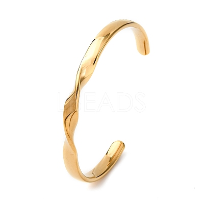 304 Stainless Steel Cuff Bangles for Women BJEW-D361-03G-1