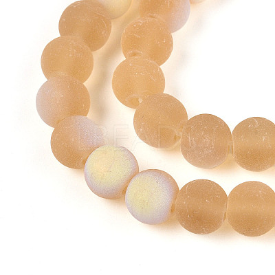 Frosted Transparent Glass Beads Strands GLAA-T032-T8mm-MBB08-1