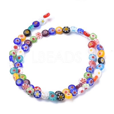 Flat Round Handmade Millefiori Glass Beads X1-LK-R004-55-1