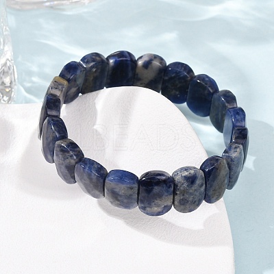 Natural Lapis Lazuli Beaded Stretch Bracelets for Unisex G-K303-01H-1