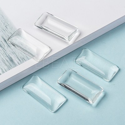 Transparent Rectangle Glass Cabochons X-GGLA-R025-38x19-1