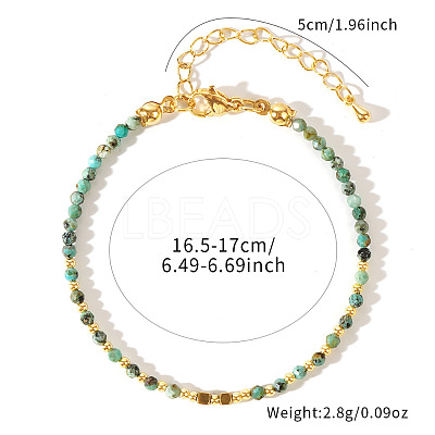 Bohemian Style Natural African Turquoise(Jasper) Round Beaded Bracelets for Women CA1141-1-1