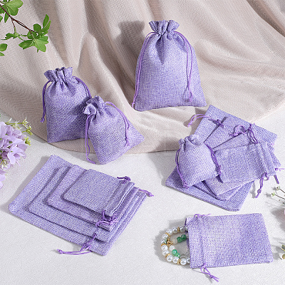 16Pcs 4 Styles Polyester Imitation Burlap Packing Pouches Drawstring Bags ABAG-BBC0001-01C-1