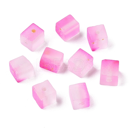 Frosted Glass Beads with Golden Glitter Powder DGLA-NH001-6mm-01H-1