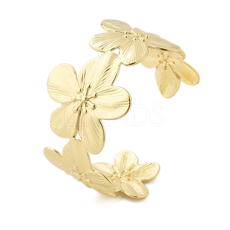 Flower Brass Cuff Open Bangles BJEW-M060-05G-1