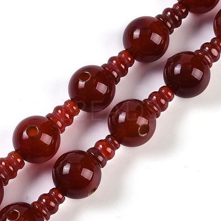 Natural Carnelian 3-Hole Guru Beads Strands G-H064-E08-03A-1