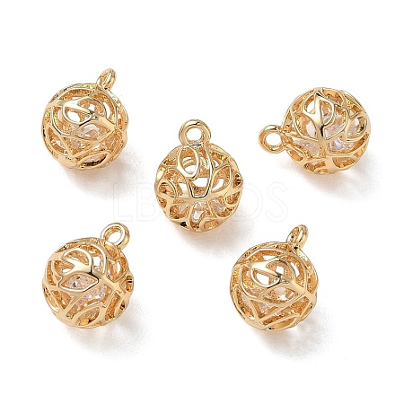 Brass Micro Pave Clear Cubic Zirconia Pendants KK-D261-01G-05-1