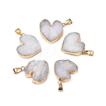 Natural Druzy Agate Pendants G-S359-379-1