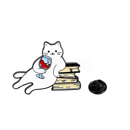 Bookish Cat Shape Enamel Pins PW-WG0F406-01-1