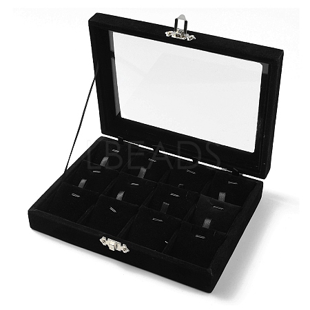 12-Slot Rectangle Wood Covered with Velvet pendant Necklace Jewelry Storage Presentation Box CON-WH0095-18-1