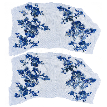 2 Sets Flower Polyster Embroidery Ornaments Accessories DIY-GF0005-70B-1