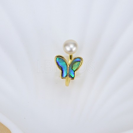 Natural Freshwater Pearl with Natural Shell Cuff Rings WGACE42-12-1