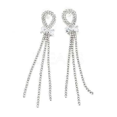 Crystal Rhinestone & Clear Cubic Zirconia Stud Earrings EJEW-C037-01E-P-1