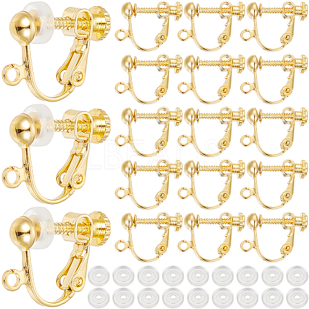 36Pcs Brass Screw On Clip-on Earring Findings KK-SP0001-18G-1