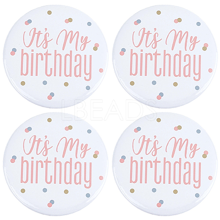 4Pcs It's My Birthday Tinplate Brooches JEWB-CN0001-12A-1
