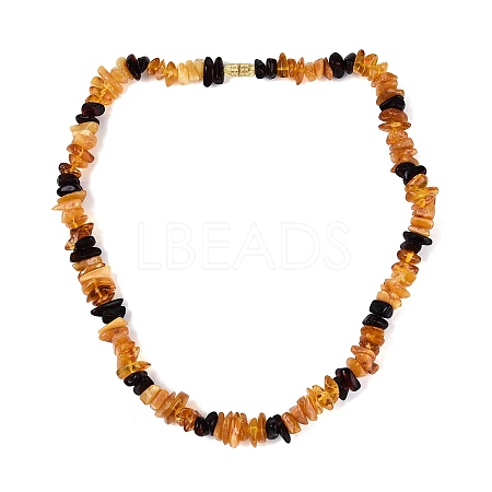 Natural Amber Chip Beaded Necklaces NJEW-N064-07-1
