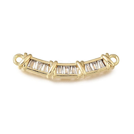 Brass Micro Pave Clear Cubic Zirconia Connector Charms CU-CBA3569-04G-B-1