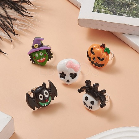 Halloween Theme Resin Adjustable Rings RJEW-JR00554-S-1