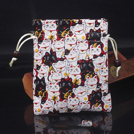 Chinese Style Rectangle Cloth Printed Drawstring Gift Bags PW-WG9C527-21-1