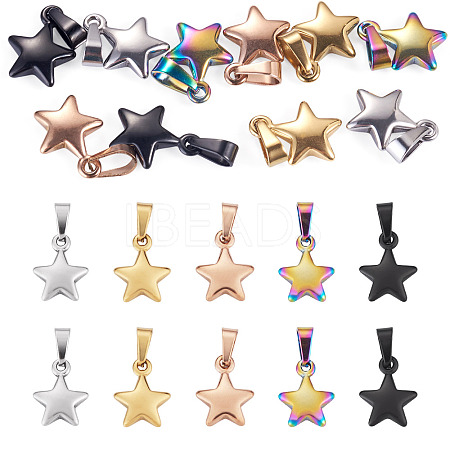10Pcs 5 Colors 304 Stainless Steel Pendants STAS-TA0006-46-1