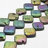 Electroplated Natural Druzy Geode Crystal Beads Strands G-N0252-30x30mm-01-1