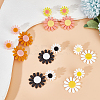 4 Pairs 4 Colors Acrylic Sunflower Dangle Stud Earrings EJEW-AN0002-99-5