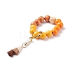 Round & Polygon Natural Wood Beads Stretch Bracelets Keychains KEYC-JKC00319-6