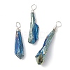 Electroplated Natural Quartz Crystal Dyed Pendants PALLOY-JF02324-06-1