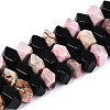 Natural Obsidian & Rhodonite Beads Strands G-N358-01A-04-2