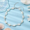 Adjustable Nylon Thread Shell Beads with Brass Necklaces NJEW-JN04796-3