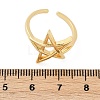 Hollow Star Brass Open Cuff Rings for Women RJEW-G343-11G-5