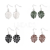 4 Pairs 4 Color Alloy Enamel Tropical Leaf Dangle Earrings EJEW-JE05105-1