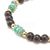 2Pcs 2 Style Natural Ebony Wood & Imperial Jasper Beaded Stretch Bracelets Set BJEW-JB07824-7