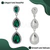 ANATTASOUL 3 Pairs 3 Colors Glass Teardrop Dangle Stud Earrings with Rhinestone EJEW-AN0003-98-3