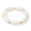2Pcs 2 Style Shell Pearl Round & Oval Beaded Stretch Rings Set RJEW-TA00089-2