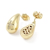 Teardrop Rack Plating Brass Cubic Zirconia Stud Earrings for Women EJEW-B047-02G-03-2