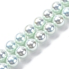 UV Plating Pearlized Glass Pearl Beads Strands GLAA-F128-01B-T13-1
