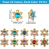 100Pcs 10 Colors Alloy Rhinestone Cabochons FIND-GF0005-91-2