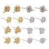 8 Pairs Brass Micro Pave Clear Cubic Zirconia Stud Earring Findings KK-ZZ0001-08-RS-3